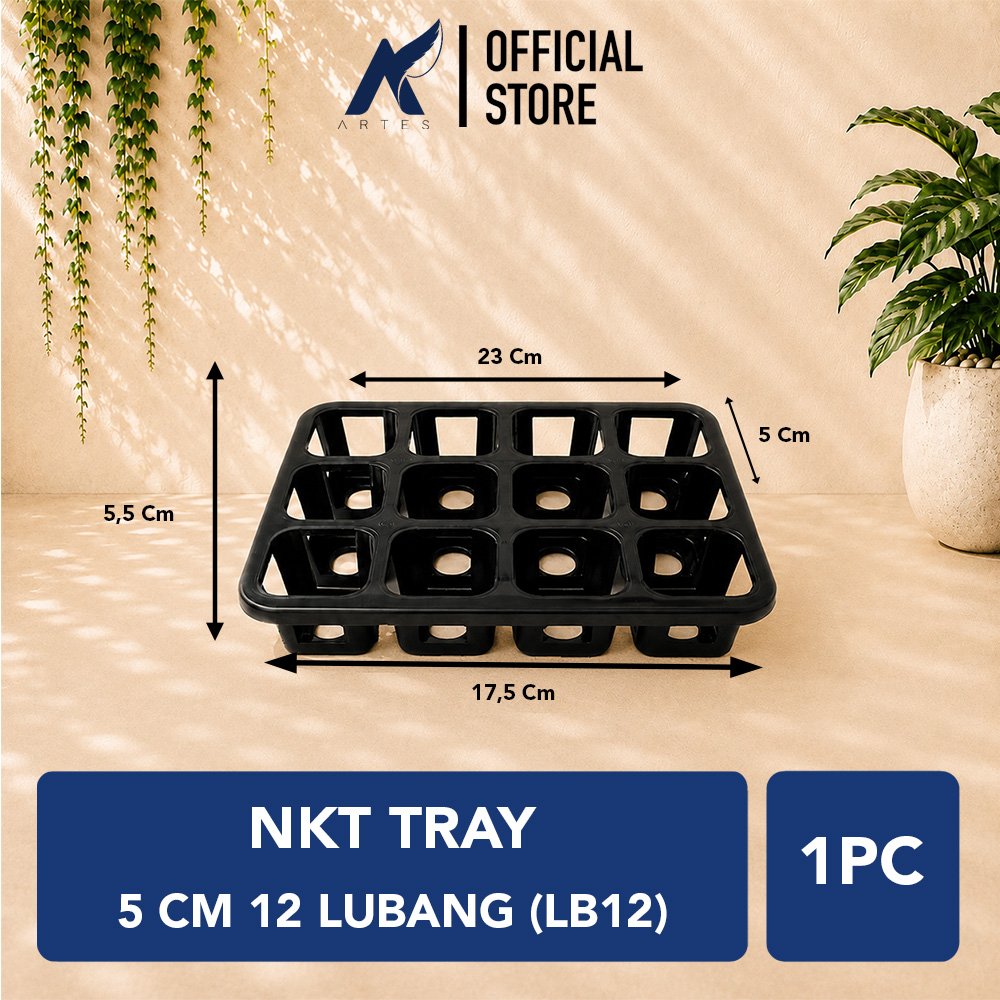 NKT TRAY 5 CM 12 LUBANG (LB12) Lubang Mini Kotak Semai Bibit JUOSS Hitam
