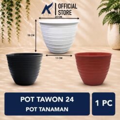 BUDI JAYA PLASTIK-BJP POT MODEL TAWON 24 CM Tanaman Hias-Bunga Diameter 24cm Putih-Cokelat-Coklat