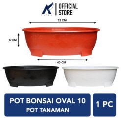 BUDI JAYA PLASTIK POT BONSAI OVAL 10 BJP Tanaman Tumbuhan Hias Bunga Panjang Oval 52 cm Hitam Merah Putih
