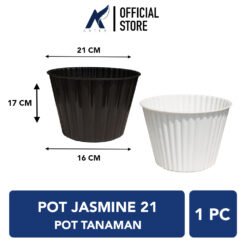 BUDI JAYA PLASTIK POT JASMINE 21 BJP Bunga Tanaman Tumbuhan Diameter 21 cm Putih Hitam