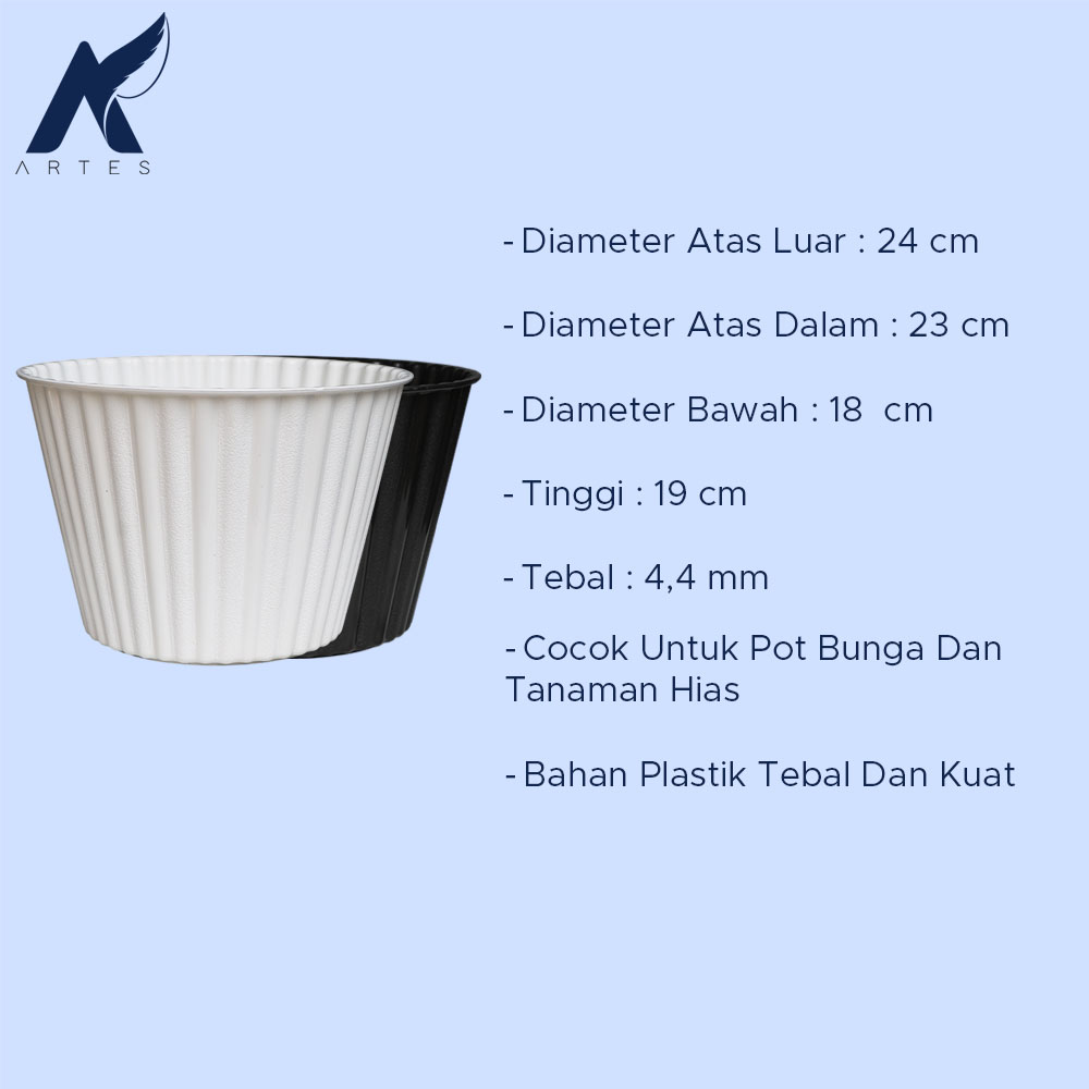 BUDI JAYA PLASTIK POT JASMINE 24 BJP Bunga Tanaman Tumbuhan Diameter 24 cm Putih Hitam - Gambar 4