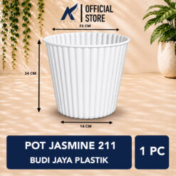 BUDI JAYA PLASTIK POT JASMINE 211 BJP Bunga Tanaman Tumbuhan Tinggi Diameter 21 cm Putih