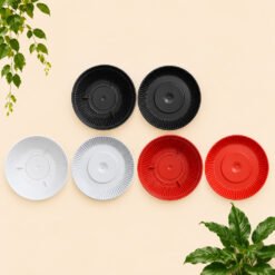 BUDI JAYA PLASTIK POT KRISAN 20 BJP Bunga Tanaman Tumbuhan + Tatakan Bawah Diameter atas 20 cm Hitam Putih Merah - Gambar 3