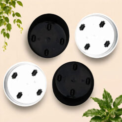 BUDI JAYA PLASTIK POT GUCIKU 40 43 Bunga Tanaman Tumbuhan BJP Model Keramik Polos Glossy Tebal Kuat + Roda Bawah Diameter 40 43 cm Hitam Putih - Gambar 3