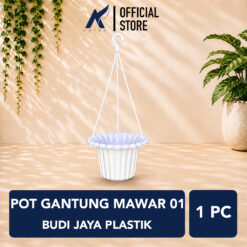BUDI JAYA PLASTIK POT GANTUNG MAWAR 01 BJP Bunga Tanaman Tumbuhan  Diameter 20 Cm Putih