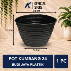 BUDI JAYA PLASTIK POT KUMBANG 24 BJP Bunga Tanaman Tumbuhan Diameter 24 cm Hitam