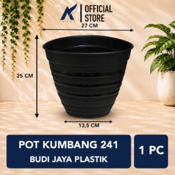 BUDI JAYA PLASTIK POT KUMBANG 241 BJP Bunga Tanaman Tumbuhan Tinggi Diameter 24 cm Hitam