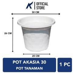 BUDI JAYA PLASTIK POT AKASIA 30 BJP Tanaman Motif Catur Putih Tumbuhan Bunga Diameter 30cm