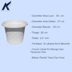 BUDI JAYA PLASTIK POT AKASIA 30 BJP Tanaman Motif Catur Putih Tumbuhan Bunga Diameter 30cm - Gambar 4