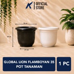 GLOBAL LION FLAMBOYAN 35 POT TANAMAN Plastik Tumbuhan Hias Bunga Daun Diameter Atas 35 cm Centi meter Hitam Putih