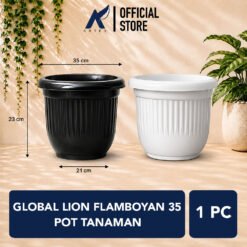 GLOBAL LION FLAMBOYAN 35 POT TANAMAN Plastik Tumbuhan Hias Bunga Daun Diameter Atas 35 cm Centi meter Hitam Putih