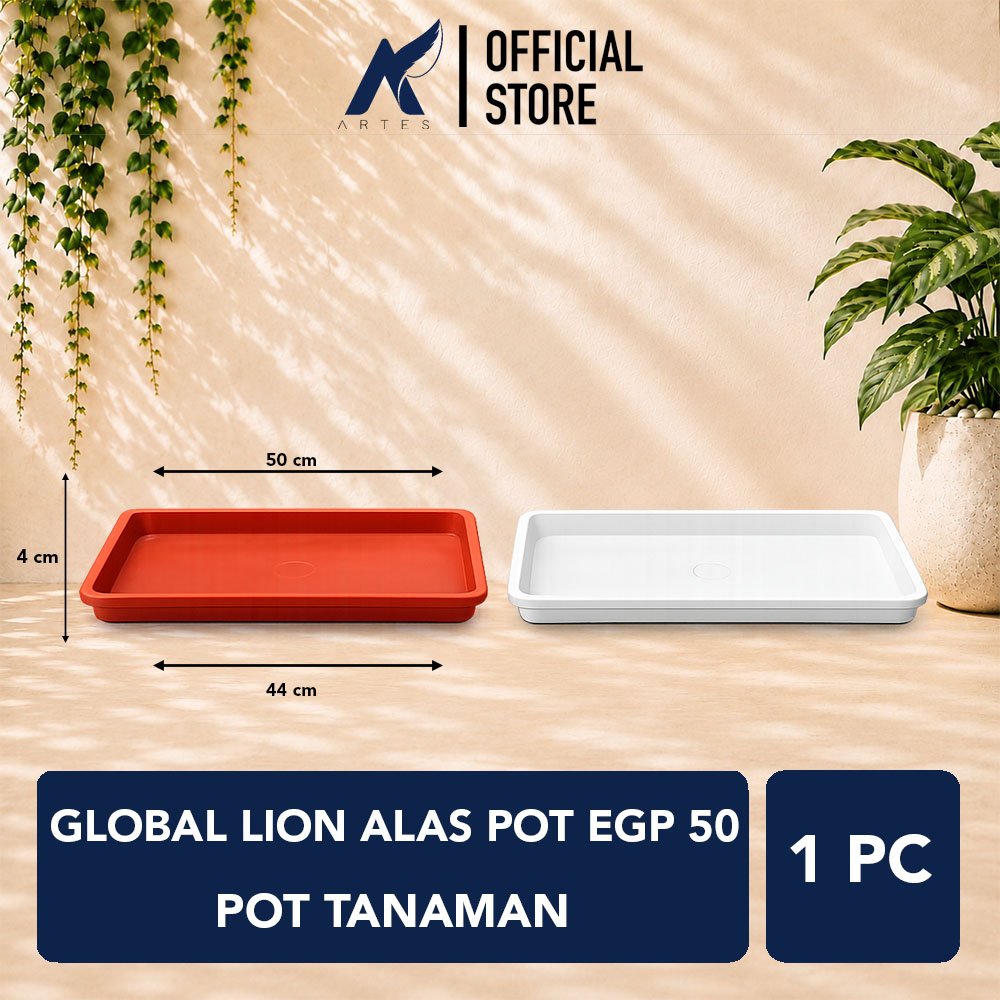 GLOBAL LION ALAS POT EGP 50 ALAS POT Tatakan Tatak Tumbuhan Bunga Plastik Diameter 50 cm Centi meter Cokelat Putih