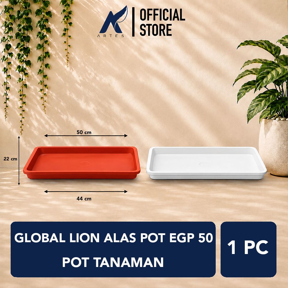 GLOBAL LION ALAS POT EGP 50 ALAS POT Tatakan Tatak Tumbuhan Bunga Plastik Diameter 50 cm Centi meter Cokelat Putih - Gambar 2