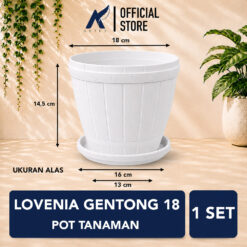 LOVENIA GENTONG 18 POT TANAMAN (8832) Plastik Tumbuhan Hias Bunga Daun Diameter Atas 18cm Centi meter Putih