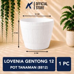 LOVENIA GENTONG 12 POT TANAMAN (8812) Plastik Tumbuhan Hias Bunga Daun Diameter Atas 12cm Centi meter Putih
