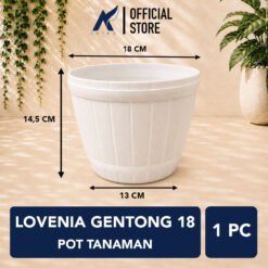 LOVENIA GENTONG 18 POT TANAMAN (8832) Plastik Tumbuhan Hias Bunga Daun Diameter Atas 18cm Centi meter Putih