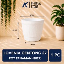 LOVENIA GENTONG 27 POT TANAMAN (8827) Plastik Tumbuhan Hias Bunga Daun Diameter Atas 27cm Centi meter Putih