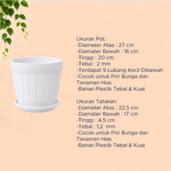 LOVENIA GENTONG 27 POT TANAMAN (8827) Plastik Tumbuhan Hias Bunga Daun Diameter Atas 27cm Centi meter Putih - Gambar 4