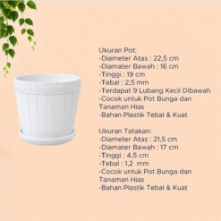 LOVENIA GENTONG 27 POT TANAMAN (8827) Plastik Tumbuhan Hias Bunga Daun Diameter Atas 22,5 cm Centi meter Putih - Gambar 4