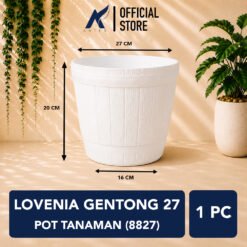 LOVENIA GENTONG 27 POT TANAMAN (8827) Plastik Tumbuhan Hias Bunga Daun Diameter Atas 27cm Centi meter Putih