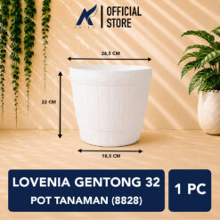 LOVENIA GENTONG 32 POT TANAMAN (8828) Plastik Tumbuhan Hias Bunga Daun Diameter Atas 26,5 cm Centi meter Putih