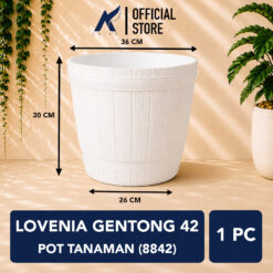 LOVENIA GENTONG 42 POT TANAMAN (8842) Plastik Tumbuhan Hias Bunga Daun Diameter Atas 36 cm Centi meter Putih
