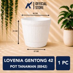 LOVENIA GENTONG 42 POT TANAMAN (8842) Plastik Tumbuhan Hias Bunga Daun Diameter Atas 42cm Centi meter Putih