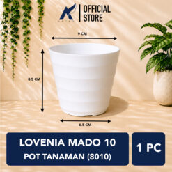 LOVENIA MADO 10 POT TANAMAN (8010) Plastik Tumbuhan Hias Bunga Daun Diameter Atas 9cm Centi meter Putih