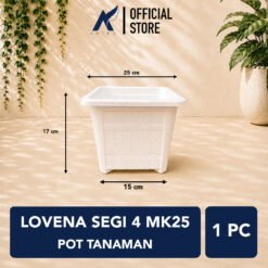LOVENA SEGI 4 MK25 POT TANAMAN (8025) Tanaman Tumbuhan Segi Empat Hias Bunga dll Panjang 21 cm Centi meter Putih