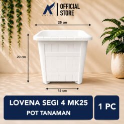 LOVENA SEGI 4 MK25 POT TANAMAN (8025) Tanaman Tumbuhan Segi Empat Hias Bunga dll Panjang 21 cm Centi meter Putih