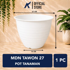 MDN TAWON 27 POT TANAMAN Tumbuhan Hias Bunga Bulat Diameter atas 27 cm centimeter Putih