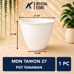 MDN TAWON 27 POT TANAMAN Tumbuhan Hias Bunga Bulat Diameter atas 27 cm centimeter Putih