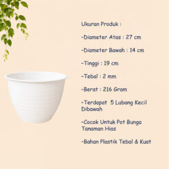 MDN TAWON 27 POT TANAMAN Tumbuhan Hias Bunga Bulat Diameter atas 27 cm centimeter Putih - Gambar 4