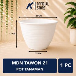 MDN TAWON 21 POT TANAMAN Tumbuhan Hias Bunga Bulat Diameter atas 21 cm centimeter Putih
