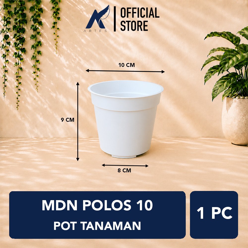 MDN POLOS 10 POT TANAMAN Tumbuhan Hias Bunga Bulat Diameter atas 10 cm centimeter Putih