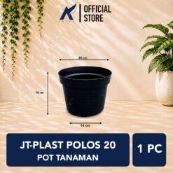 JT-PLAST POLOS 20 POT TANAMAN Tumbuhan Hias Bunga Daun Bulat Diameter atas 20 cm centimeter Hitam