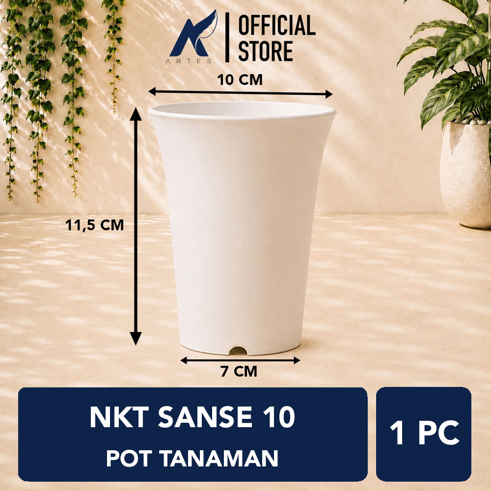 NKT SANSE 10 POT TANAMAN Tumbuhan Hias Bunga Sukulen Kaktus dll Diameter Atas 10 cm centi meter Putih