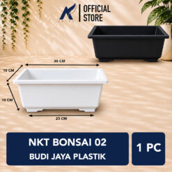 NKT BONSAI 02 POT TANAMAN Tumbuhan Hias Bunga dll Panjang Pot 30 cm centi meter Hitam Putih
