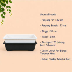 NKT BONSAI 02 POT TANAMAN Tumbuhan Hias Bunga dll Panjang Pot 30 cm centi meter Hitam Putih - Gambar 4