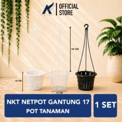 NKT NETPOT GANTUNG 17 POT TANAMAN Taneman Tumbuhan Bunga Anggrek Hidroponik Plastik Diameter 17 cm centi meter Bening Hitam Putih