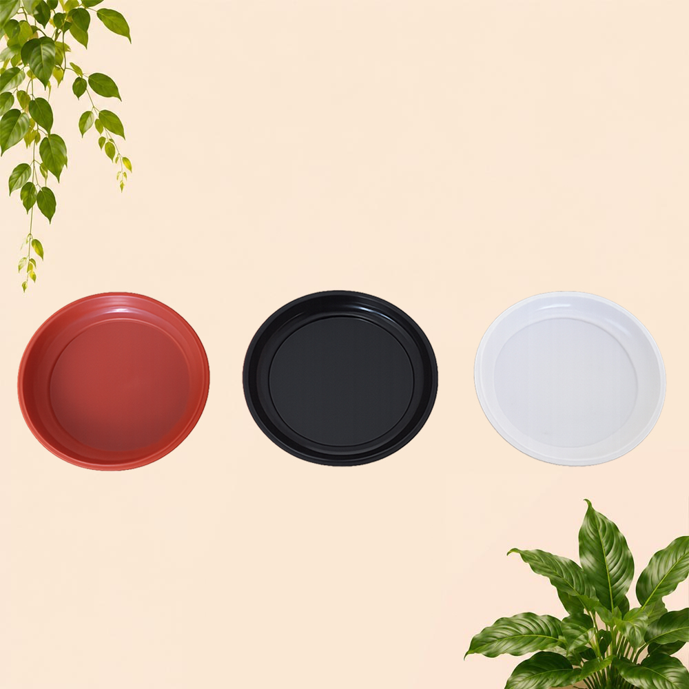 NKT ALAS POT 15 POT TANAMAN Tatakan Tatak Tumbuhan Bunga Plastik Diameter 12.1 cm Centi meter Merah Bata Hitam Putih - Gambar 2