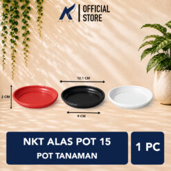 NKT ALAS POT 15 POT TANAMAN Tatakan Tatak Tumbuhan Bunga Plastik Diameter 12.1 cm Centi meter Merah Bata Hitam Putih