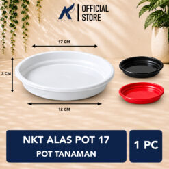 NKT ALAS POT 17 POT TANAMAN Tatakan Tatak Tumbuhan Bunga Plastik Diameter 14,5 cm Centi meter Merah Bata Hitam Putih