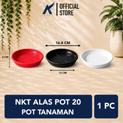 NKT ALAS POT 20 POT TANAMAN Tatakan Tatak Tumbuhan Bunga Plastik Diameter 16.8 cm Centi meter Merah Bata Hitam Putih