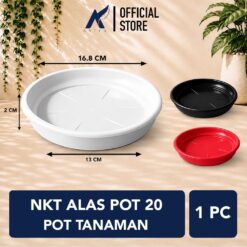 NKT ALAS POT 20 POT TANAMAN Tatakan Tatak Tumbuhan Bunga Plastik Diameter 16.8 cm Centi meter Merah Bata Hitam Putih