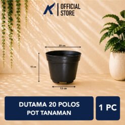 DUTAMA 20 POLOS POT TANAMAN Bulat Tumbuhan Hias Bunga dll Diameter Atas 20 cm centi meter Hitam