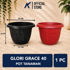 GRACE POT 40 POT TANAMAN Plastik Kuping Tumbuhan Hias Bunga Daun Diameter Atas 40cm Centi meter Hitam