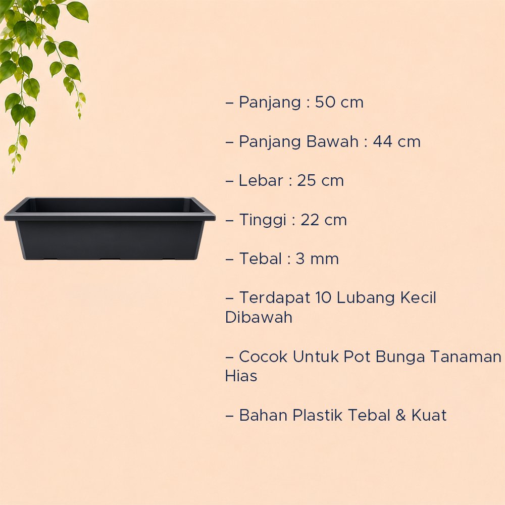 GRACE PANJANG SGP 50 POT TANAMAN Tanaman Tumbuhan Hias Bunga dll Panjang 50 cm Centi meter Hitam - Gambar 4