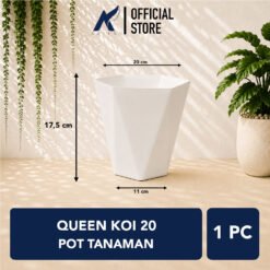 QUEEN KOI 20 POT TANAMAN Bulat Tumbuhan Hias Dekorasi Bunga Daun Diameter Atas 20 cm centi meter Putih