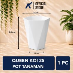 QUEEN KOI 25 POT TANAMAN Bulat Tumbuhan Hias Dekorasi Bunga Daun Diameter Atas 25 cm centi meter Putih